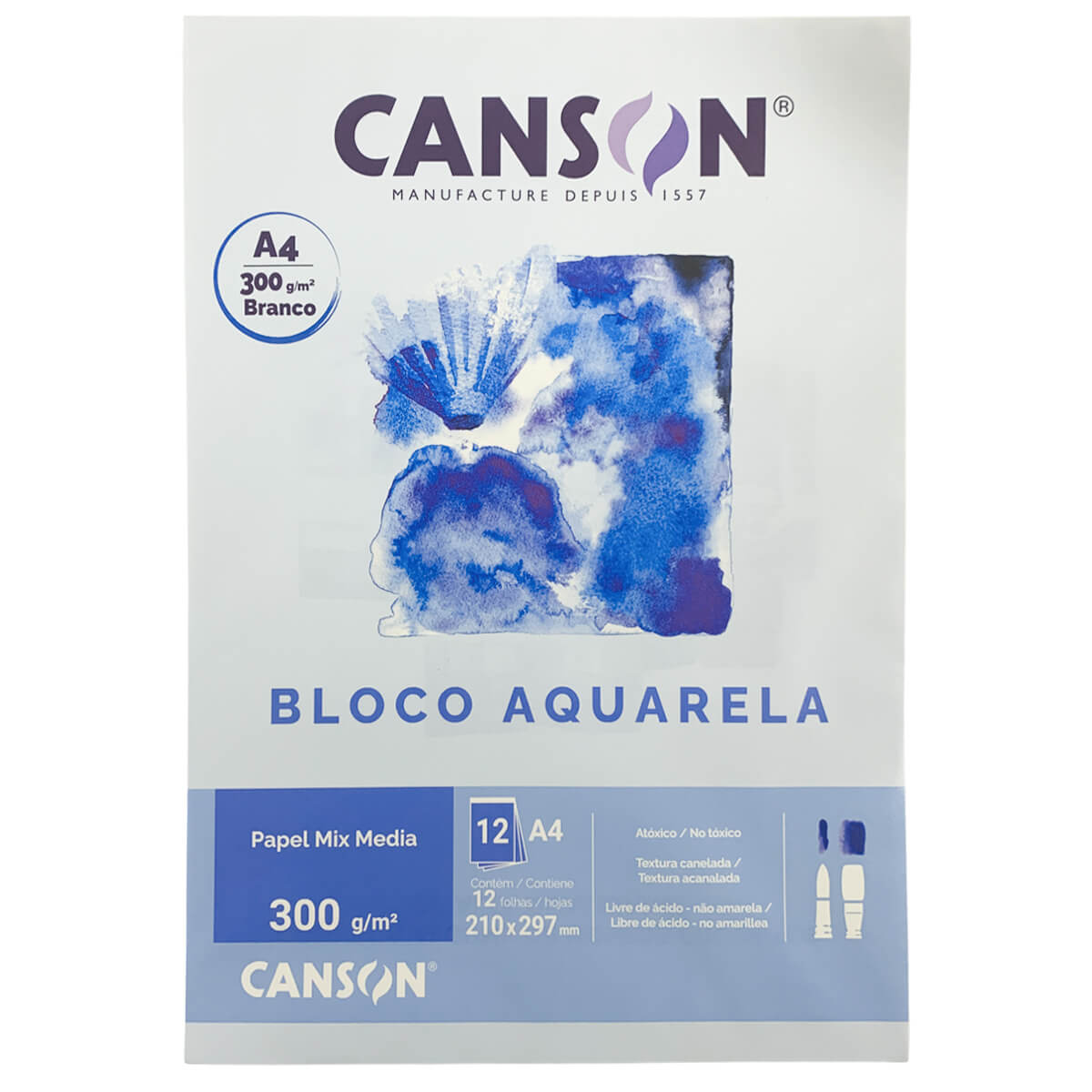 Bloco de Papel Para Aquarela Canson Mix Media A4 300g/m²